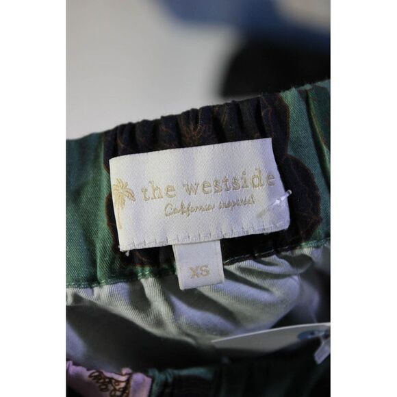 The Westside Womens Silk Floral Print Tiered Elastic A-Line Skirt Green Size XS - Picture 4 of 6